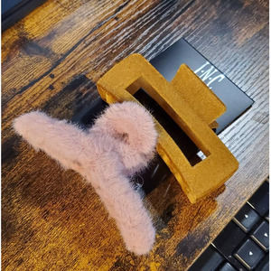 INC INTERNATIONAL CONCEPTS 2-Pc. Velveteen & Faux-Fur Hair Claw Clip Set